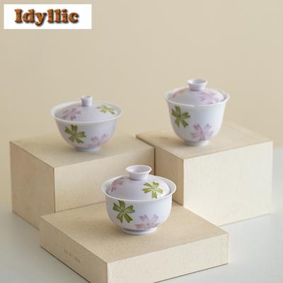 Handgezeichnetes Arita-Porzellan Gaiwan Ästhetische Teeschale Haushalts-Teeschale Mit Deckel Set Teebereiter Abdeckschale Teezeremonie Handwerk