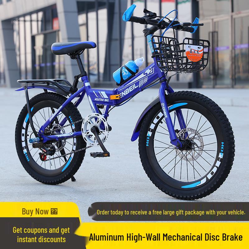 Folding 20/22/24-inch Children's Bicycle with Disc Brake & Variable Speed for Older Kids