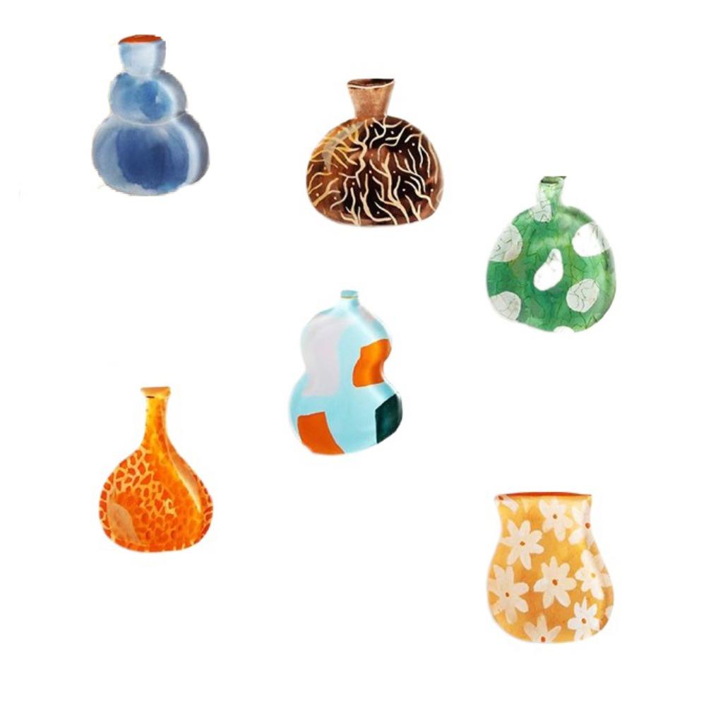 

6PCS/SET Exquisite Magnetic Sticker Decorative Drip Glue Vase Sticker Acrylic Vase Sticker Interior 6PCS