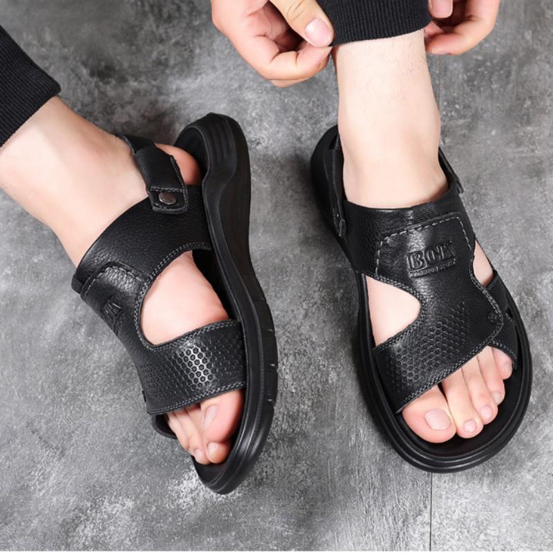 Fashion Genuine Leather Men Sandals Summer Classic Men Shoes Slipper Outdoor Sneakers Men Walking Footwear Sandalias Hombre Pantuflas