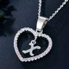 Heart Letters 26 Love Crystal Women Silver Plated Chain Jewelry Necklace