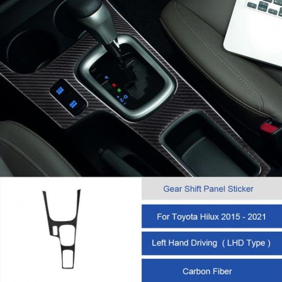 Carbon Fiber Car Console Gear Shift Frame Cover Trim For Toyota Hilux 2015-