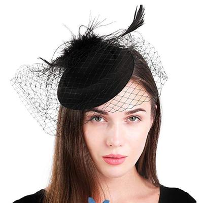 Çay Partisi Fascinator Derby Şapka Kadın Fascinator Kafa Bandı Peçe Tüy Fascinator Derby Pillbox Şapka Kokteyl Peçe Örgü