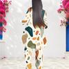 Women Plus Size Geometric Printed Round Neck 3 4 Sleeve Layered Top Long Pants Two Piece Set