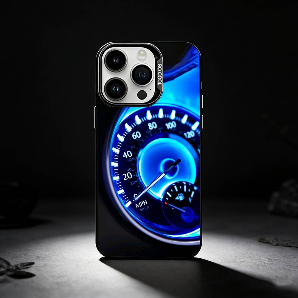 Sports Car Dashboard Phone Case For iPhone 17,16,15,14,13,12,11 Plus,Pro Max,XS,Colored Silver Phone Case