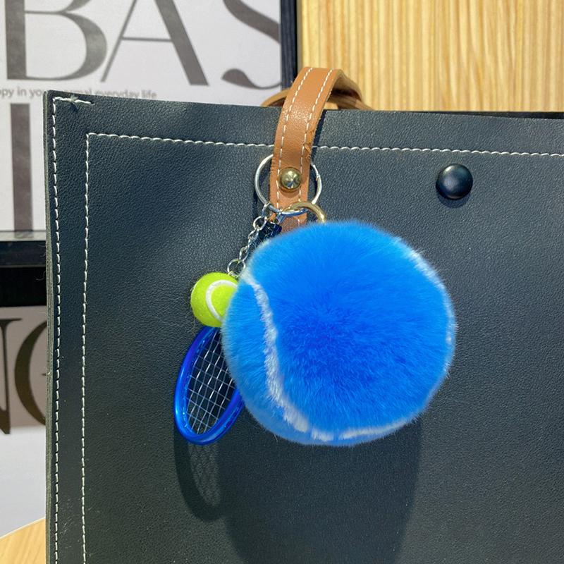 Creativity Cute Tennis Keychain Key Accessories Cartoon Ball School Bag Pendant Simple Diy Tennis Fur Key Chain For Girl Gift