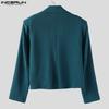 INCERUN Autumn Winter Men Long Sleeve Front Cross Cropped Short Blazer Coats