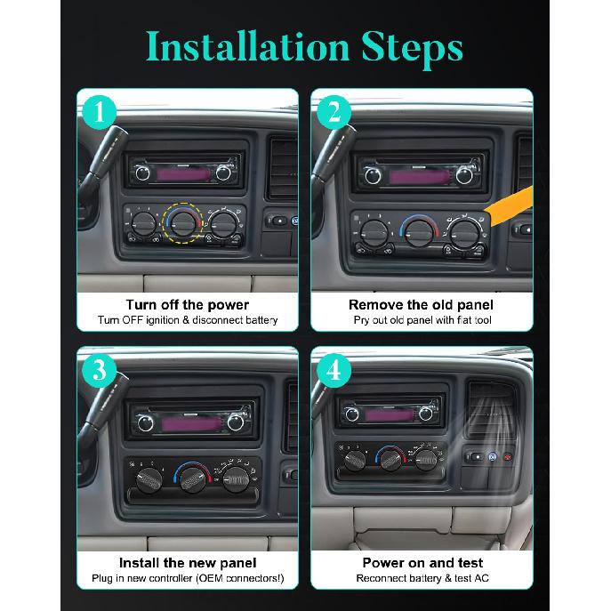 16250545 Heater A/C Control Switch Fit for 1999-2004 S10 & 1999-2002 Sonoma, 2.2L 4.3L Heat A/C Temperature Climate Control Panel Replace OE 09351325