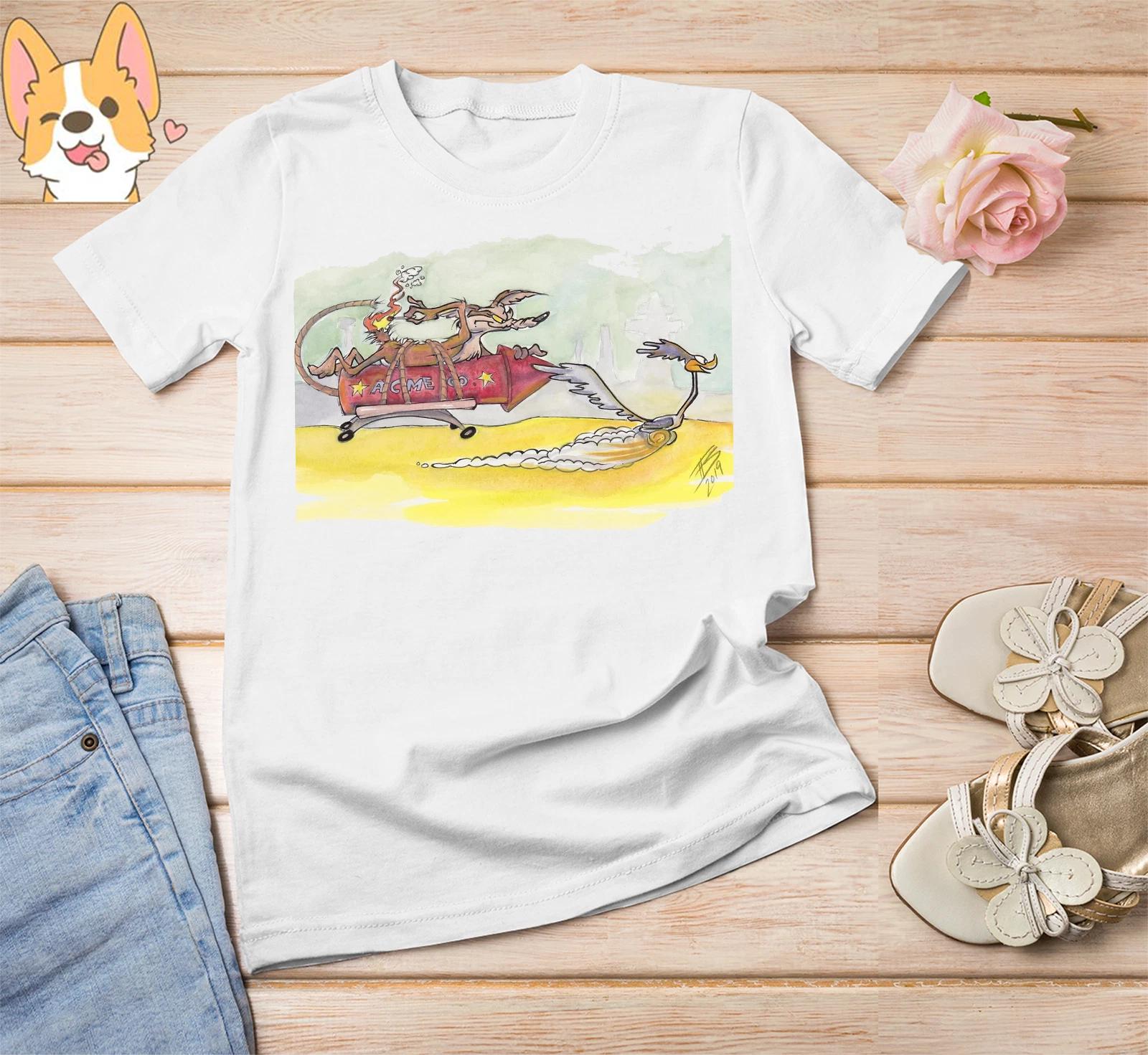 Hot Wile E Coyote and the Road Runner Cotton Black Shirt S-4XL EG583 L