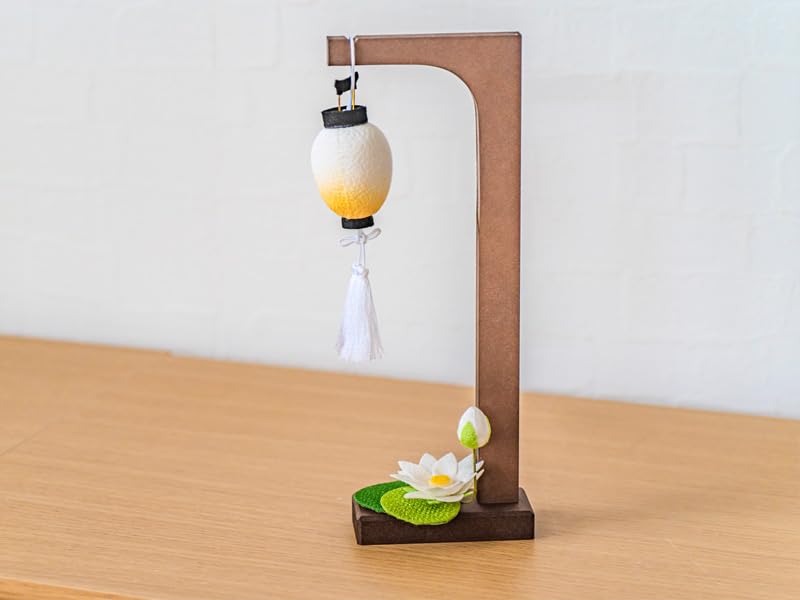 Obon Decorations: Chirimen Hanging Obon Lantern and Lotus Ornament (57-109) - Chirimen, Spirit Shelf, Obon Lantern, First Obon, New Obon, Made in