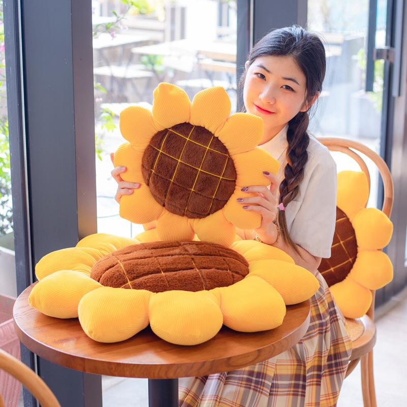 40/50/70CM Stuffed Sunflower Plush Plant Seat Cushion Flowers Decor Pillow Props Perfect For Sofa Chair Indoor Floor