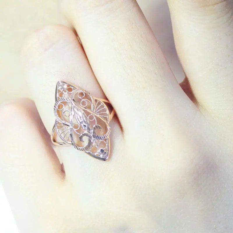 Russian Purple Gold Rhombus Hollow Ring Generous Temperament High-End Luxury Rose Gold Plated Live Ring