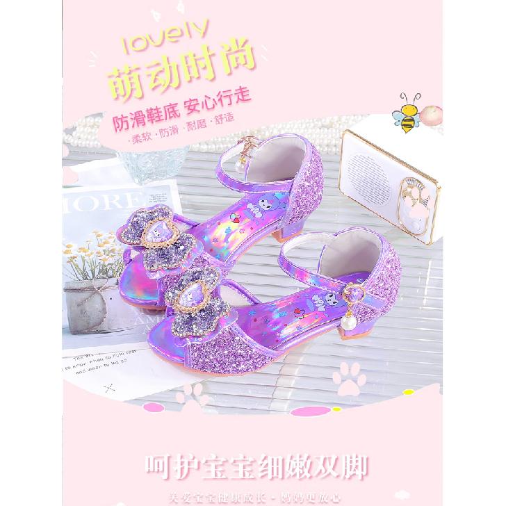 Girls' Sandals Princess shoes2026New Summer Style Children's Crystal Shoes Baby High Heels Soft Sole Little Girls Summer Shoes