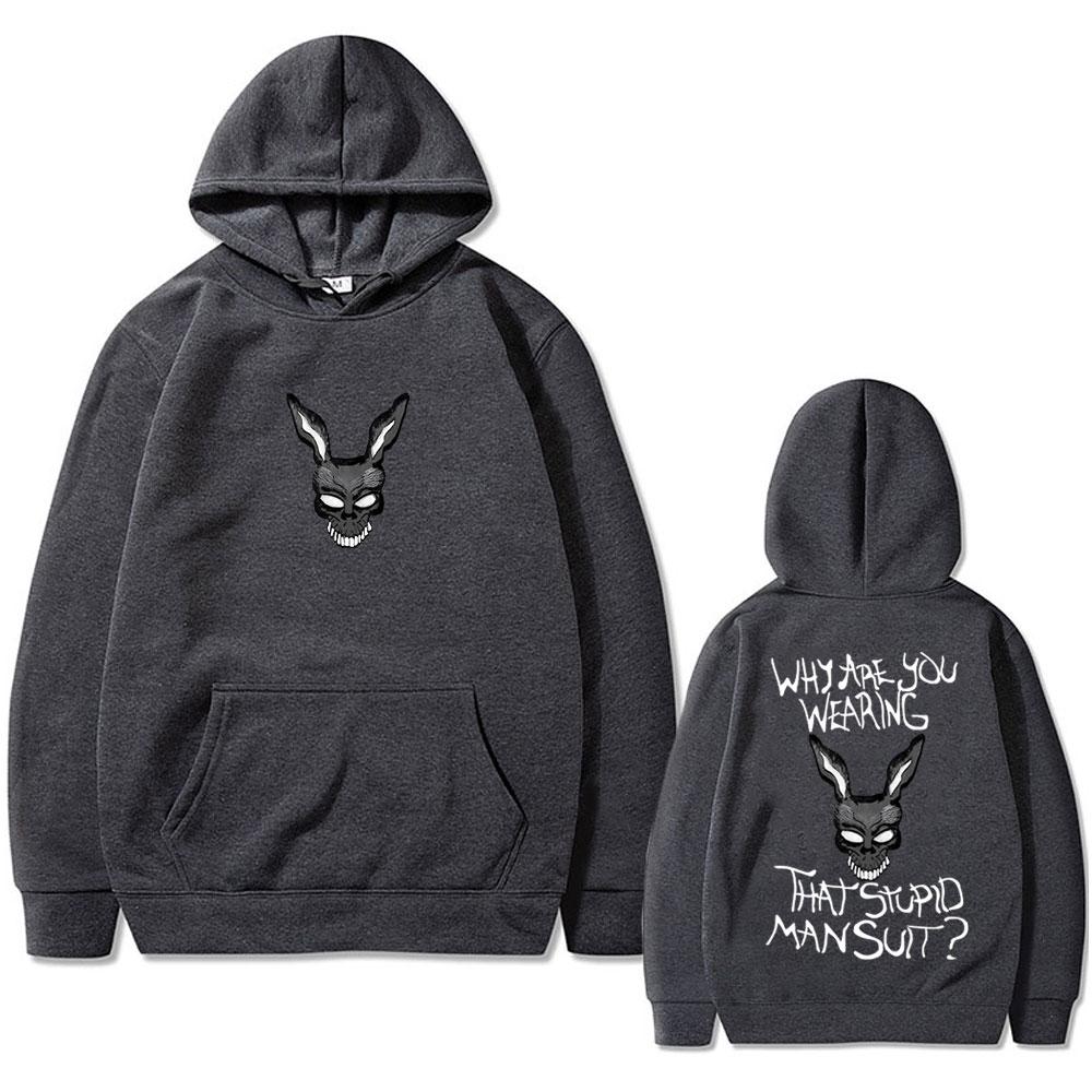 Movie Donnie Darko Why You Wearing That Stupid Man Suit Graphic Hoodie Men Casual Cotton Vintage Sweatshirt Oversized Clothes