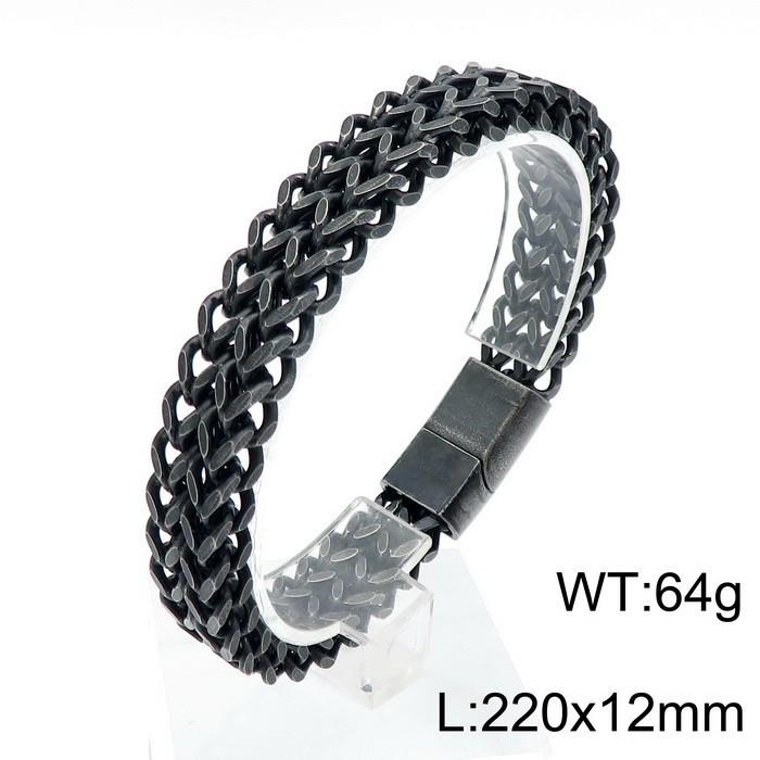 Hand Jewelry, Simple Personalized Woven Double-Row Front And Back Keel Flat Buckle Titanium Steel Men'S Bracelet