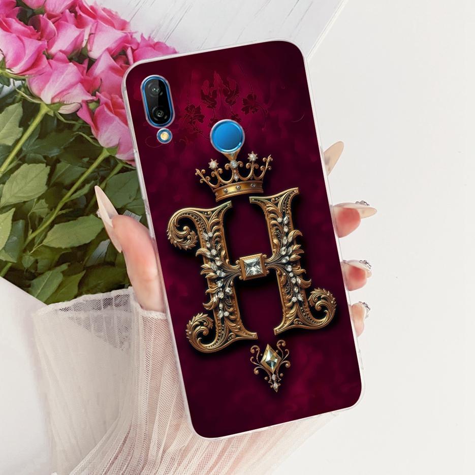For Huawei P20 Lite Case ANE-LX1 ANE-LX2 ANE-LX3 Luxury Crown Letters Cover Soft Slim Phone Case For Huawei Nova 3E P20Lite Bags