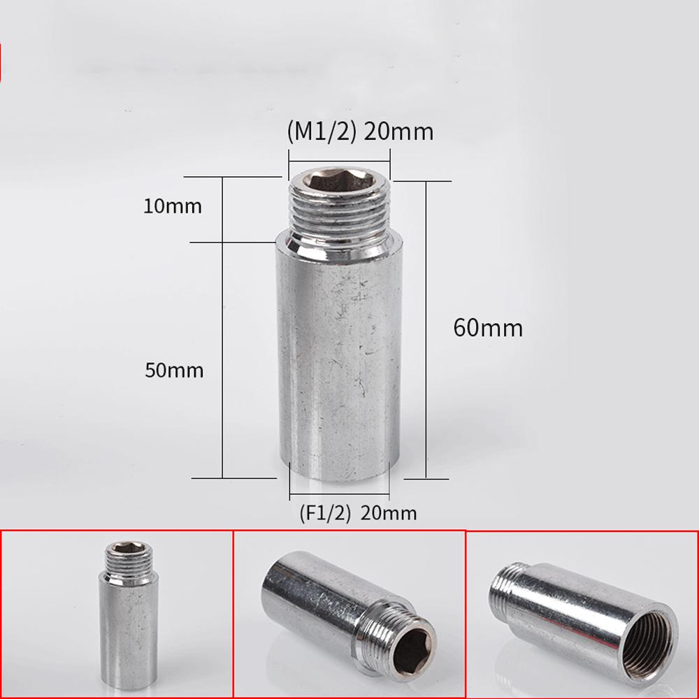 Brass 1/2 " Female To Male Stainless Steel Thickened Extension Joint Lengthened Hexagonal Extension Direct Chrome Plating Brass