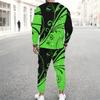 Men Black Blue Bohemian Mandala Partial Print Long Sleeve Sweatshirt Jogger Pants Two Piece Suit