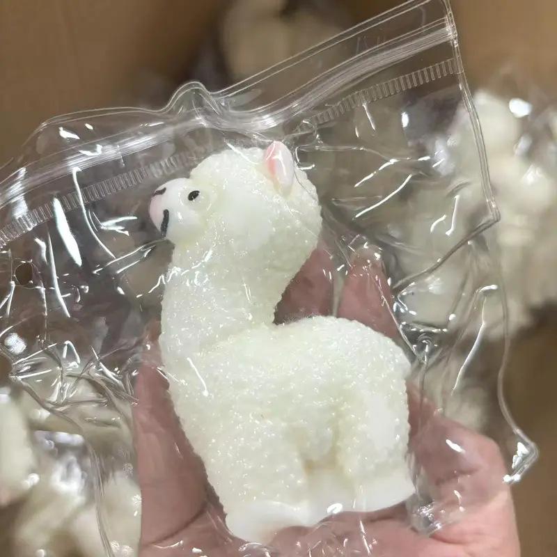 White Alpaca Tpr Squeeze Toy Elastic Stress Relief Cute Desktop Decor Ideal Classroom Prize Or Gift For Holidays