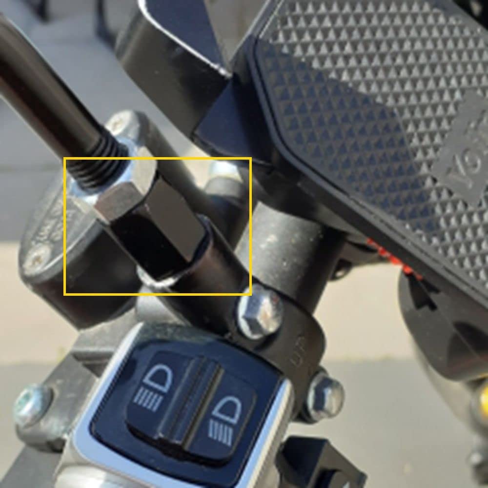 Bike Mirror Thread Diameter Conversion Adapter - Height Adjustment Black