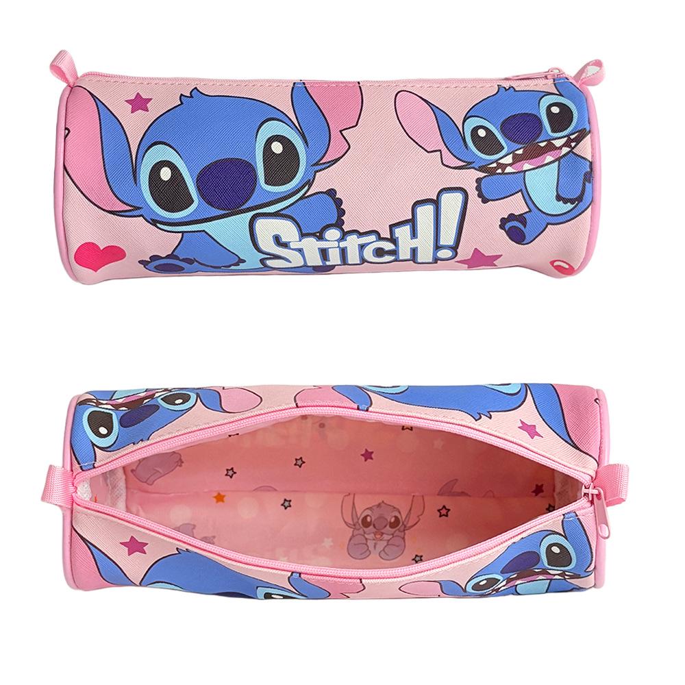 Round Barrel Cartoon PU Pencil Case - Large Capacity, Thick Lining, Perfect for Kids' Stationery Storage