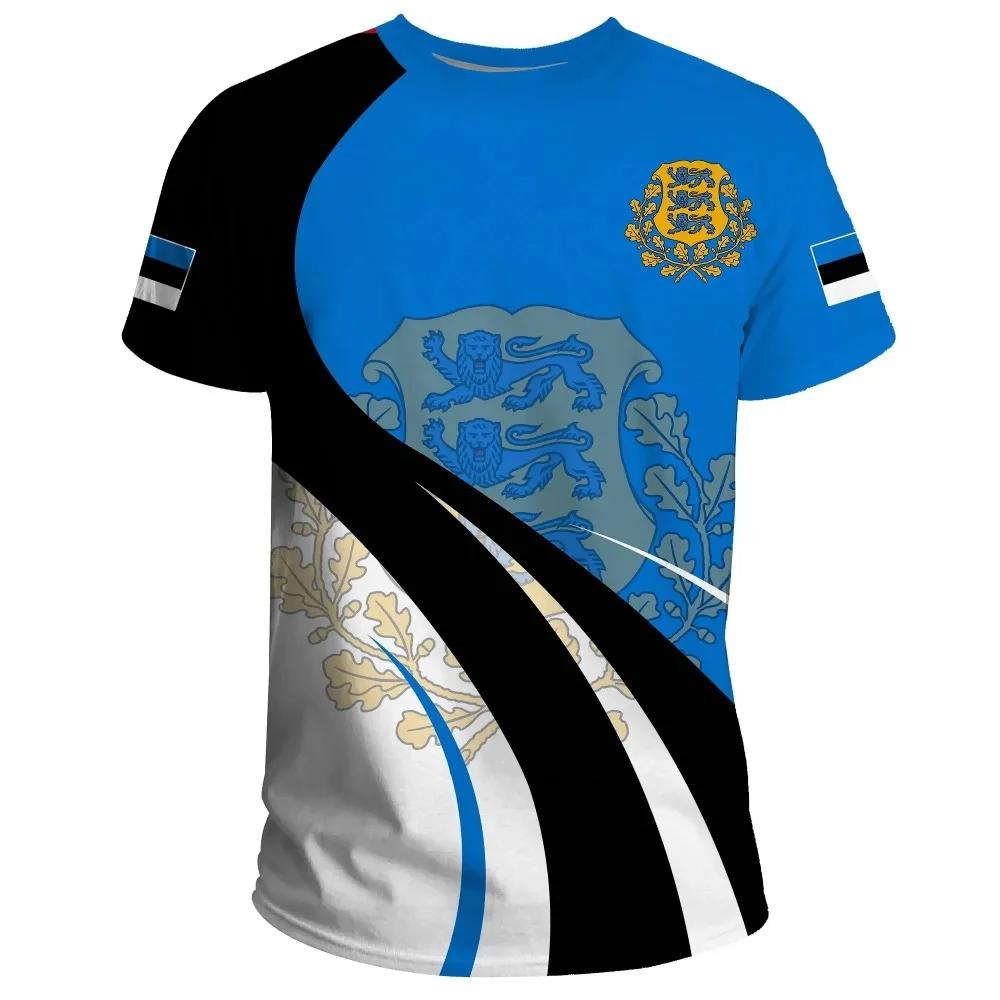 Tricou Grafic Steagul Estoniei Cadouri Ziua Independenței Estoniei Tricouri Imprimate 3D Bărbați Sport Mânecă Scurtă Tricouri Tip Jersey de Fotbal