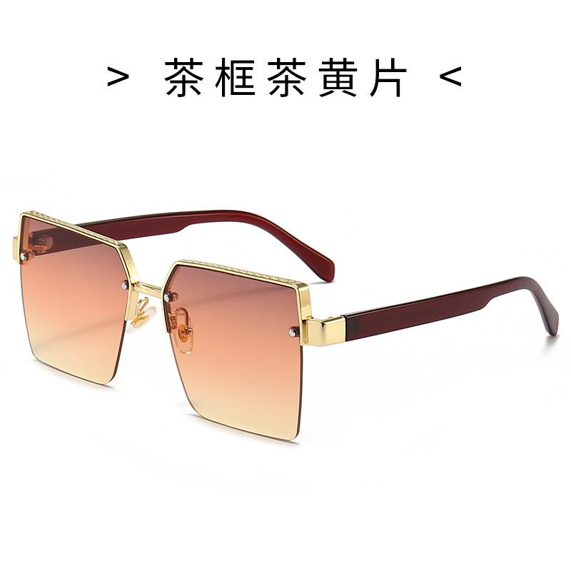 Cool Square Sunglasses, Metal Half-Frame Sunglasses, Sunshades
