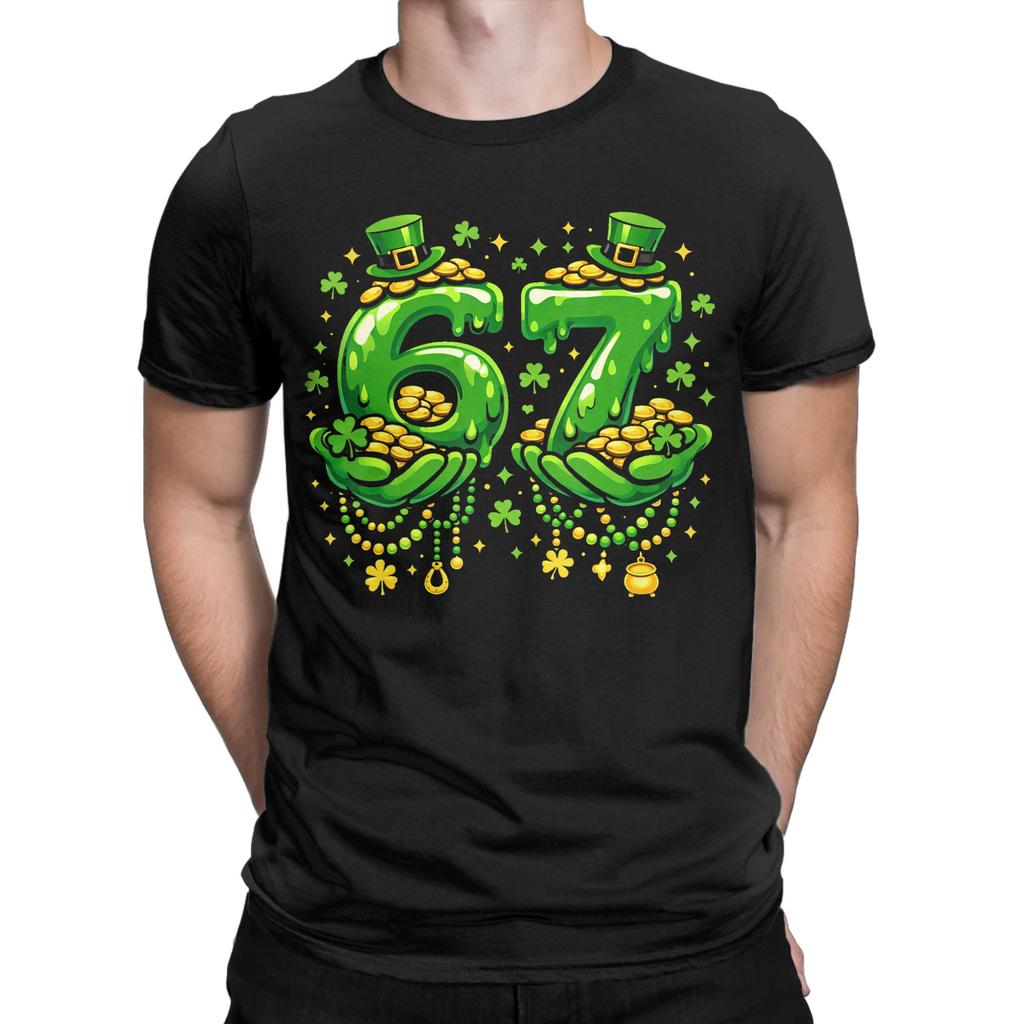 Funny Six Seven 67 St Patricks Day Lucky Shamrock T Shirt Beach  Cotton TShirts For Men Trending Casual Tee Shirt Vintage Tops