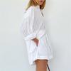 Women's Casual Long Sleeve Shirt & Shorts Set - Breathable Outfit For Summer