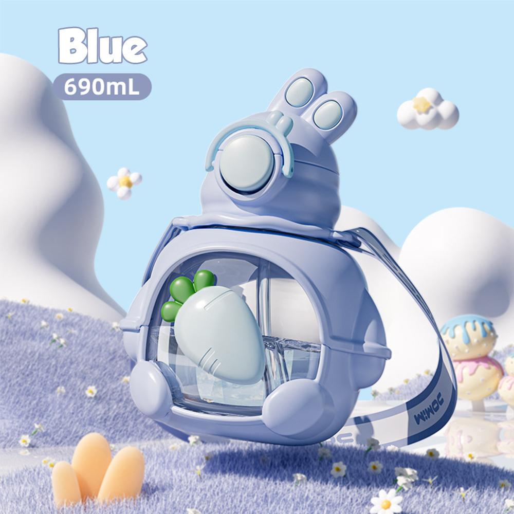 690ML Children Water Bottle Cartoon Plastic Water Cup With Straw Lightweight Anti-falling Straw Cup For Kids Drinkware