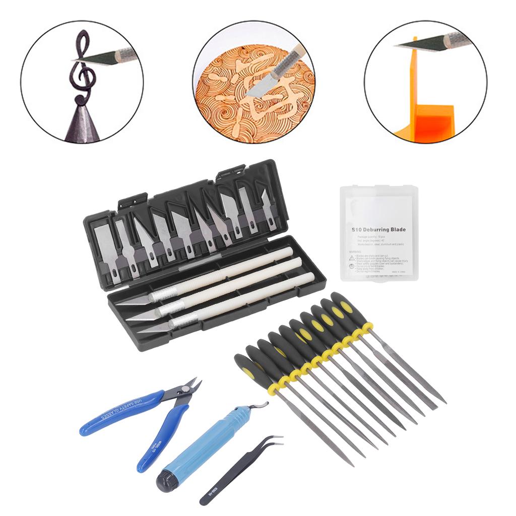 3D Printer Tool Kit Model Carving Knife Trimming File Tools Set for Cleaning Grinding