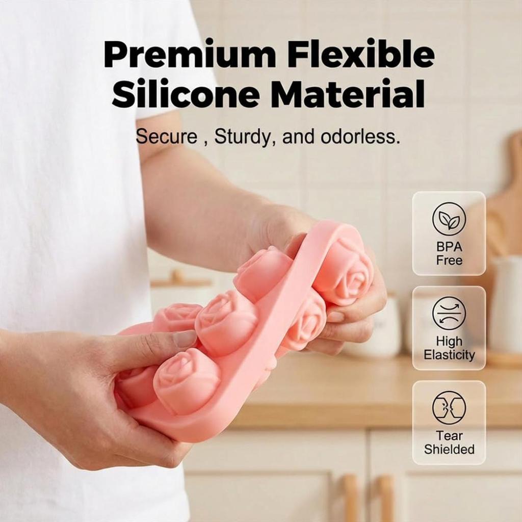 9 Holes Rose Flower Handmade Soap Candle Silicone Mold Heart Shape DIY Cake Chocolate Baking Tools Ice Cubes Making Mould