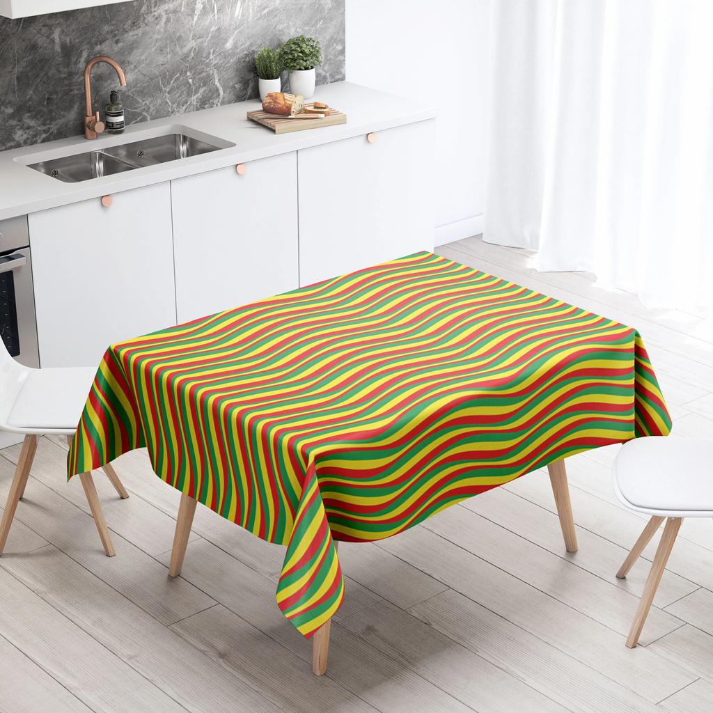 Color Striped Tablecloth Home Decor Stain Resistant Waterproof Table Decoration Rectangular Kitchen Fireplace Countertop