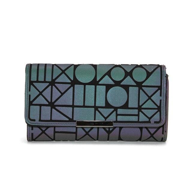 Damplånbok Geometri Koppling Laser Färgglad plånbok Kvinnlig Ljusande plånbok Telefonväska Korthållare Modeplånbok för kvinnor lång plånbok i tre lager