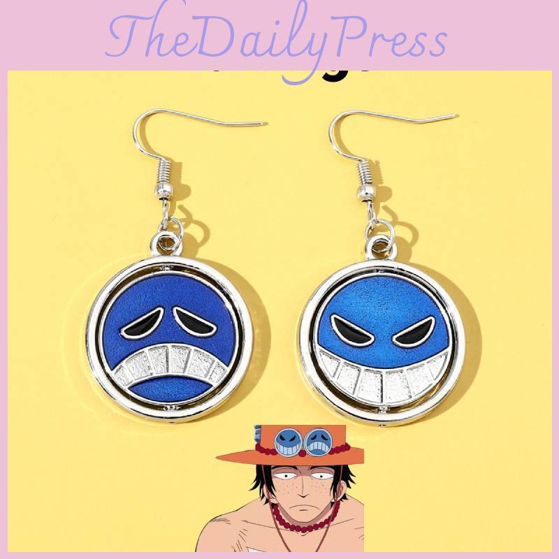 New Japanese Anime One Piece Earrings Wholesale Rotatable Whitebeard Ace Ear Accessories