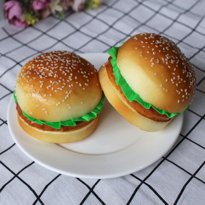 Simulated Hamburger Display Model with Vegetable, Fruit, Pastry, Dessert, and KFC Style Sesame Bun Props.