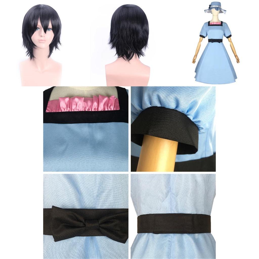 Stylish Steins Gate Shiina Mayuri Cosplay Costume Women Charming Blue Dress With Hat