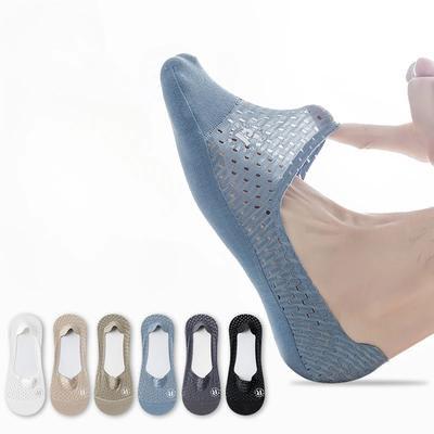 Summer Invisible No Show Socks Men Male Silicone Non-slip Low Cut Boat Socks Hollow Out Mesh Breathable Ice Silk Sock Slippers