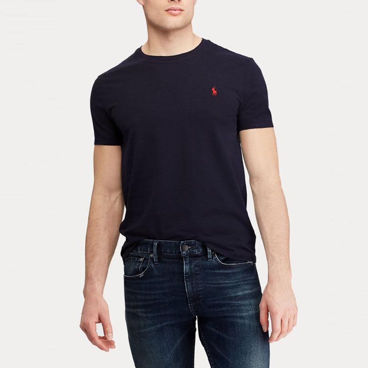 Polo Ralph Lauren Logo Embroidered Short Sleeve T-Shirt Men Tops Dark-Blue 710680785-004
