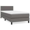 3141045 vidaXL Lit à sommier tapissier avec matelas Gris 90x200 cm Similicuir