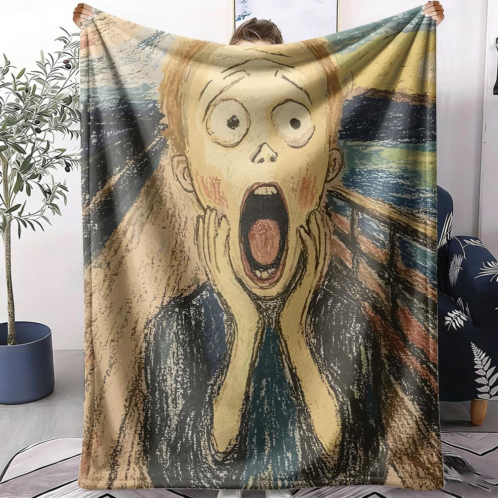 The Scream Painting Throw Soft Flannel AC Blanket Lightweight Summer Nap Throw Cozy Blanket for Sofa Bed Travel Home