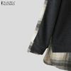 ZANZEA Women Casual Grid Print Patchwork Loose Long Sleeve Hoodies Pullover