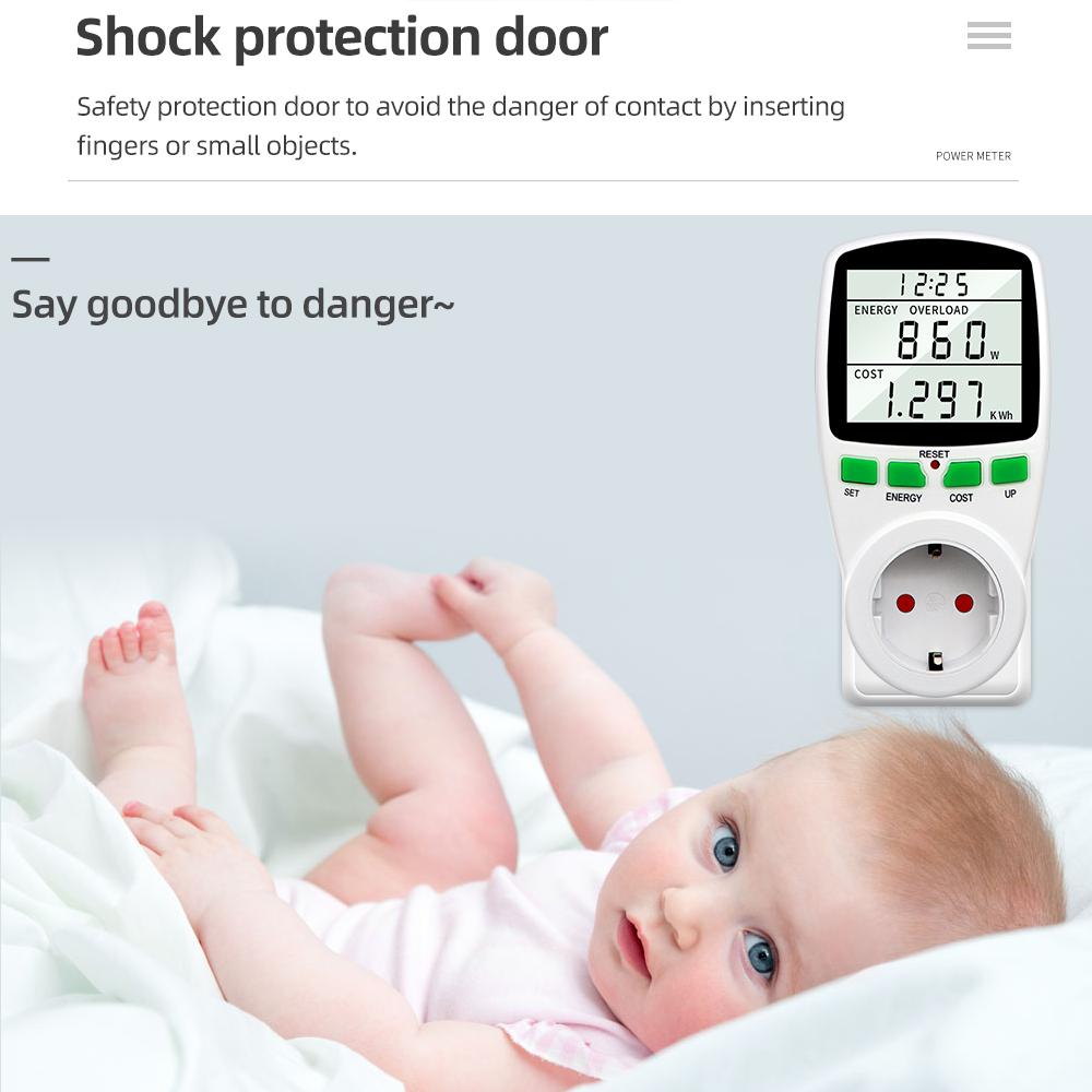 Digital Wattmeter LCD Power Meter Energy Meter Analyzer Wattage Meter Electricity Kwh EU US UK AU French Measuring Outlet