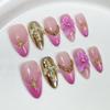 3D Embossed French Nail Tips Almond Shape Press-On Nails Ice-Transparent Gel Finish Sweet Chic Style