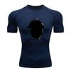 Men's Compression Fitness Workout T-shirt, Black Silhouette