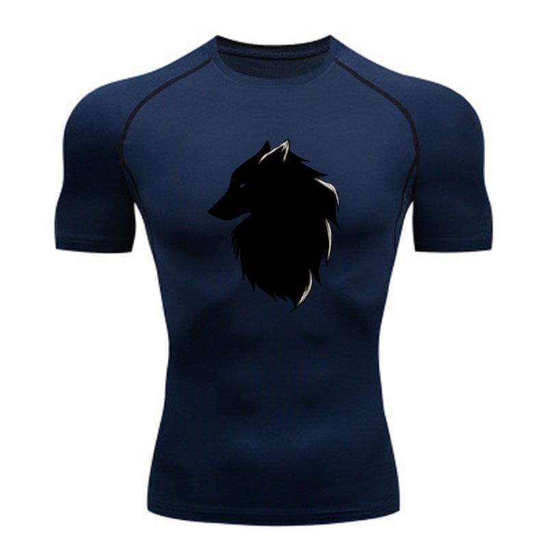 Men's Compression Fitness Workout T-shirt, Black Silhouette