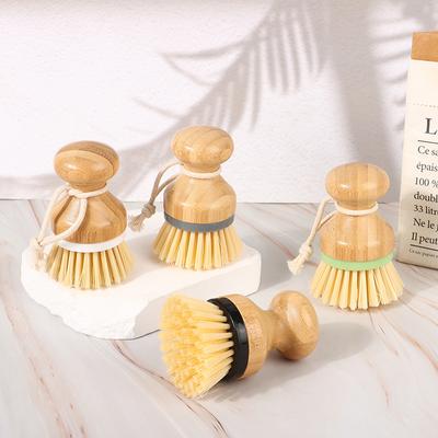 Escova de Limpeza Redonda com Cabo de Bambu de Madeira Fácil Uso Conveniente Para Lavar Panela Prato Tigela Pia Fogão Escova Ferramenta de Limpeza de Cozinha