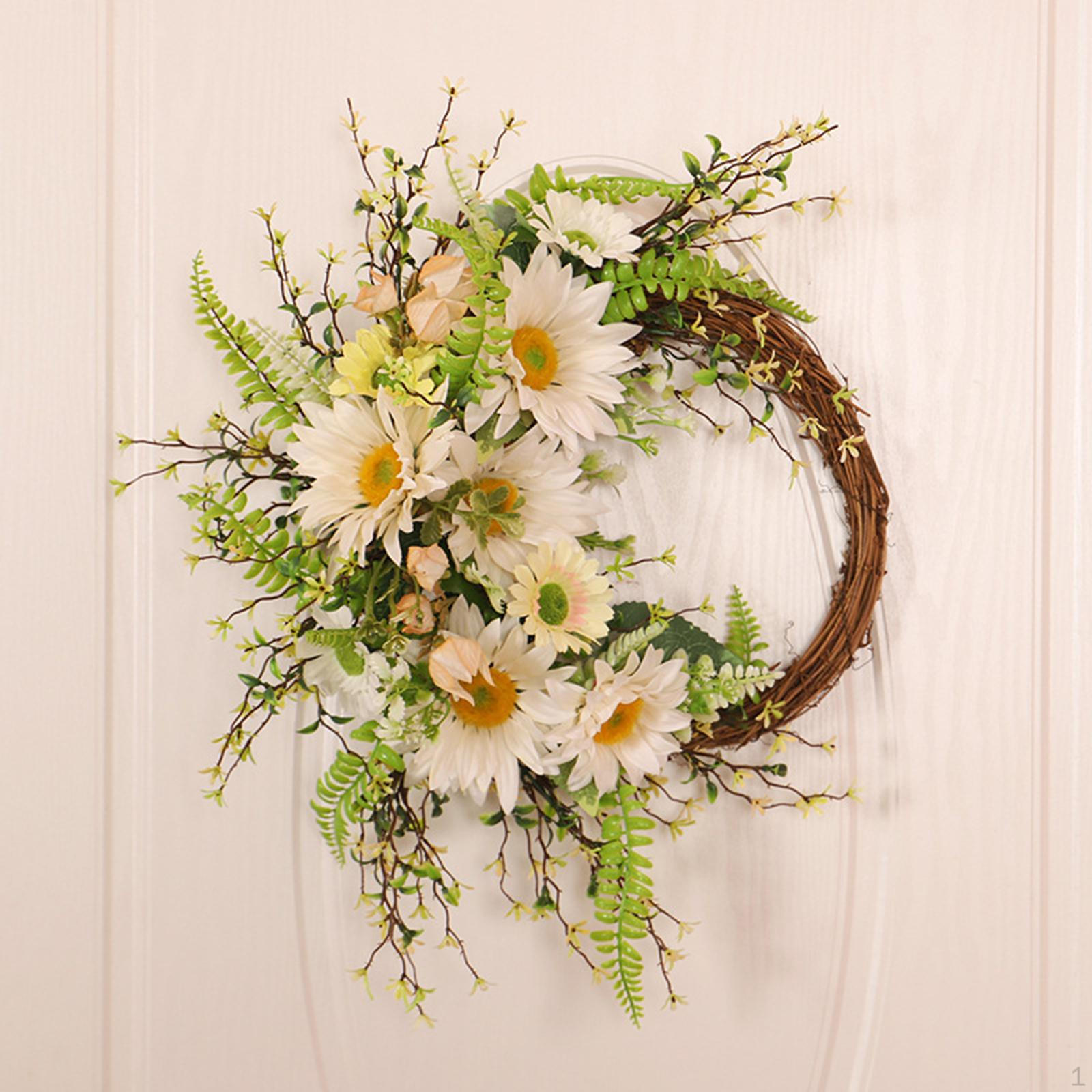 

17.7 Wreath Flower Garland with Green Leaves Hanging for Door, Ornament, Photograph Props, Windows