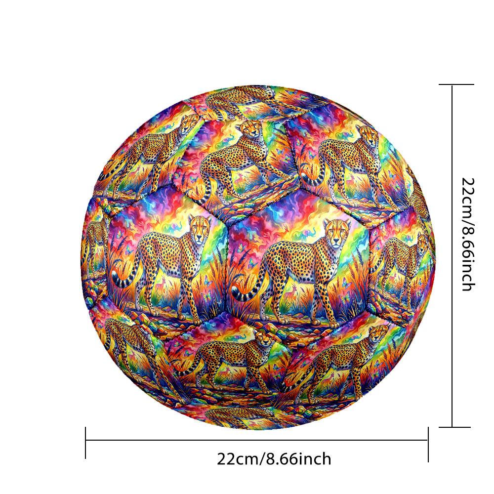1pc Rainbow Cheetah Theme Soccer Ball Football, Size 5, Lightweight PVC, Outdoor Training Soccer Ball,Sports Gift t614100