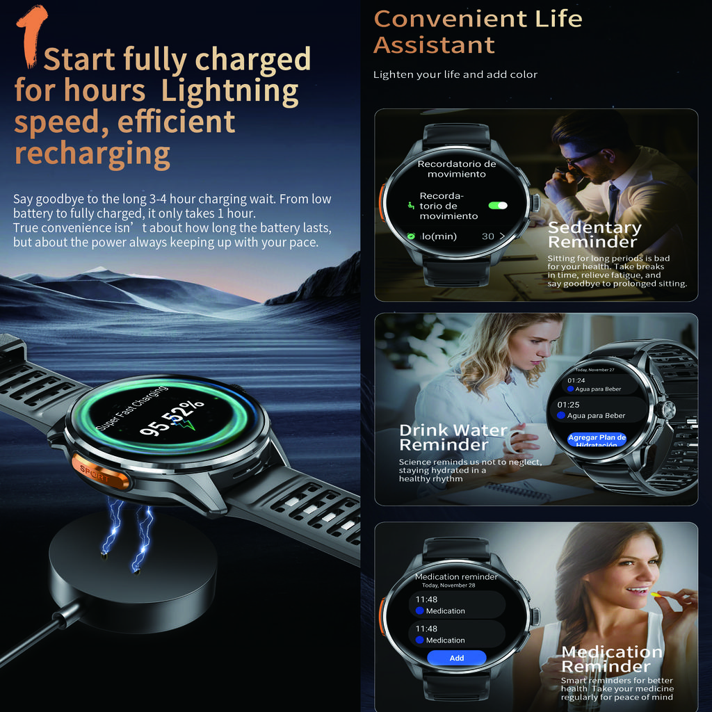 Android Smart Watch with SIM Card, AMOLED Touch Screen, Bluetooth Calling, Camera